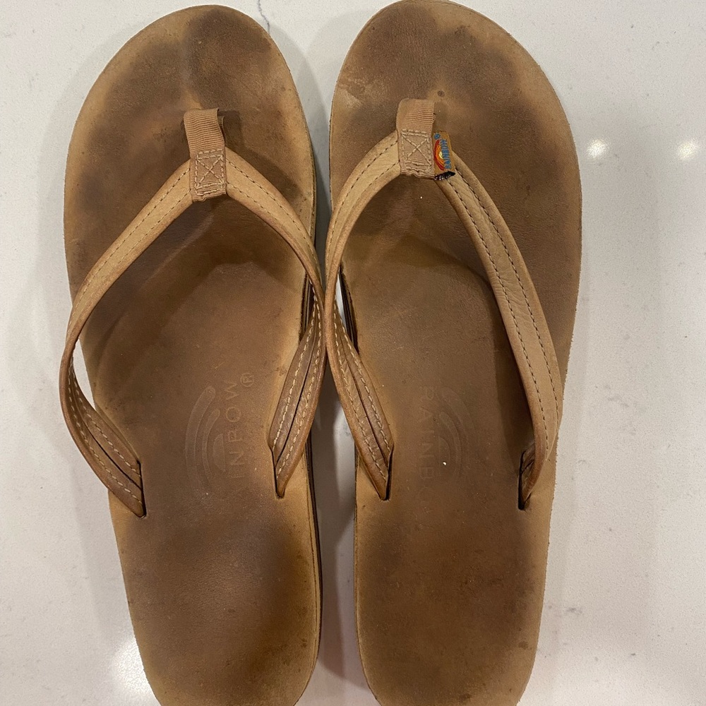 Rainbow flip flops